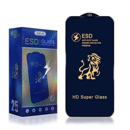 ESD Anti-Static Protective Screen Protector voor iPhone 14 Pro Max 13 12 Xiaomi Huawei Tempered Glass Volledige omslag Anti Dust Coverage gebogen premium film retailpakket