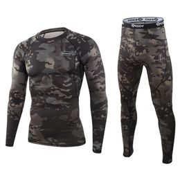 Esdy Camouflage Thermal Ondergoed Set Long Johns Mannen Functionele Training Camo Sport Sexy Fitness Lange Johns Run Tracksuit 210910