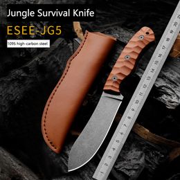 ESEE-JG5 Recht mes Geïntegreerd kiel Jungle Survival-mes 14095 Koolstofstaal Jachtzakmes Buiten Tactisch Kamperen EDC Zelfverdediging 413