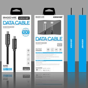 ESEEKGO PD-100 C NAAR C Snellaadkabels 1M 2M 100W 5A Hoge snelheid datasynchronisatielijn Nylon gevlochten draadoplader voor smartphones Gameconsole in doos