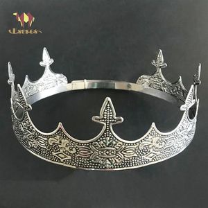Eseres King Crown for Man Full Round ajustable Atentable Tiara Accesorios para el cabello de la boda D19011103184j