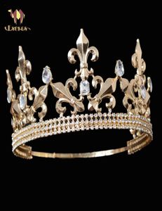 Eseres Vintage King Crown For Men Gold Big Size verstelbare Cirkel Royal King Tiara Wedding Haaraccessoires C181120018433905