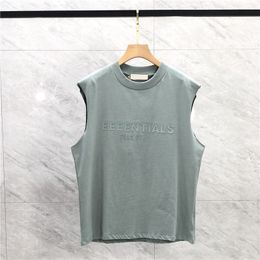 ESES MENS TANT TOP T-shirt Trend Marque en trois dimensions Lettrage Pure Coton Lady Sports Casual Loose High Street Sleeveless Vest Top USA Taille S-2XL