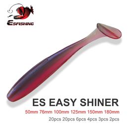 Esrishing 50mm 76 100 125 150 180 mm Es Shiner Easy Isca Silicone Pesca Lure Lure BAITS Soft Tackle 220726