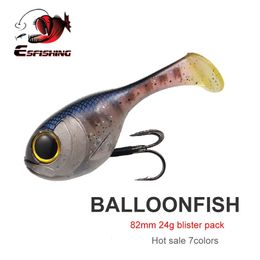 ESFISHING Silicone souple appât Balloonfish 82mm24g 1 pièces Deraball avec crochet de qualité Pesca leurre de pêche artificiel attirail 240321