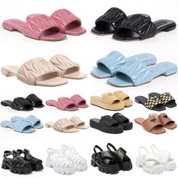 espadrille designer voor dames Sandalen slides slippers miui platform luxe zwart roze damesmeisje matelasse nappaleer slides mode