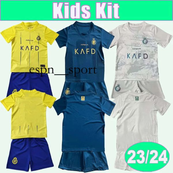 espnsport 23 24 Al Nassr Kids Kit Camisetas de fútbol FOFANA OTAVIO MADU AL-GHANNAM AL-AMRI AL-SULAIHEEM ALEX TELLES Local Visitante Tercera camiseta de fútbol