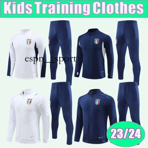 Espnsport 23 24 Italie Kids Kit Training Wear Soccer Jerseys Verratti Barella Chiesa Politano Pinamonti Lorenzo Raspadori Gnonto Grifo Chemises de football Uniformes