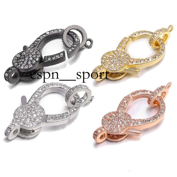 espnsport Riversr CZ Micro Pave Cierre de langosta Blanco Rosa Amarillo Pistola Negro Cobre Zircon Conectores colgantes DIY Resultados de joyería al por mayor