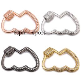 Espnsport Riversr CZ Micro Pave Vis Fermoirs Accessoires Blanc Rose Jaune Pistolet Noir Double Coeur Forme Cuivre Zircon Pendentif Connecteurs DIY Bijoux