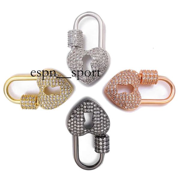 espnsport Riversr CZ Micro Pave Cierres de Tornillo Blanco Rosa Amarillo Pistola Negro Forma de Cerradura Cobre Zircon Colgante Conectores DIY Resultados de Joyería al por mayor