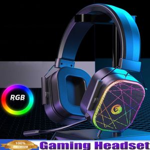 Esports Gaming Headset 3D Stereo Sound RGB LED Light Auriculares con cable para PC Laptop PS4 PS5 Compatible con Windows Android IOS System HKD230809