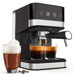 Espressomachine, lattemakers, 20 bar cappuccinomachines met melkopschuimer voor espresso / voor thuisbrouwen met 1,5 l / 50 oz verwijderbaar waterreservoir / semi-automatisch