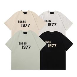 ESS 1977 77 Designer Tide Hommes T-shirts Poitrine Lettre Imprimé Laminé À Manches Courtes T-shirt Décontracté 100% Pur Coton Tops pour Hommes et Femmes