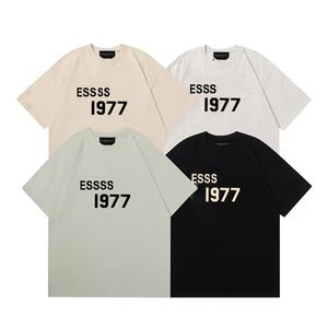 ESS 1977 77 Designer Tij Heren T Shirts Borst Brief Gelamineerd Print Korte Mouw Casual T-shirt 100% Puur Katoen Tops voor Mannen en Vrouwen