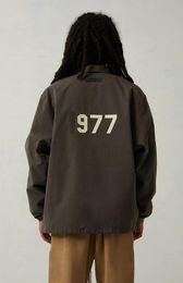 ESS 977 – veste coupe-vent à col montant et boutons, couleur unie, tendance, avec lettres imprimées, manteau coupe-vent