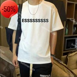 Essentail Designer Shirts 3D Letras de silicona Manga corta suelta Oversize Casual Essent T-shirt FOG Cotton Crew Neck Shirt para hombres T114450