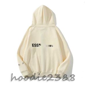 ESS Double Line Hoodie Classic High Street Fashion Fog Zipper Coat, Unisex, Men's Hoodie, Women's Hoodie Cream Casual Jacket 1005