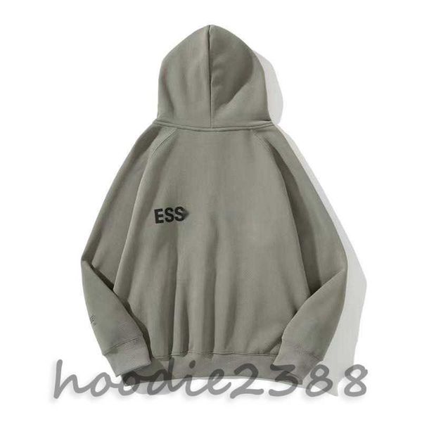 ESS double ligne sweat à capuche classique High street fashion brouillard manteau à glissière, unisexe, sweat à capuche pour hommes, sweat à capuche pour femmes Veste décontractée grise 1005