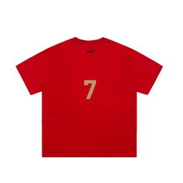 ESS Tees T-shirts vêtements de mode Fog FEARS OF GOD Saison 7 flocage lettre 7 rouge Hommes Femmes amants lâches T-shirt décontracté à manches courtes