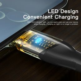 ESSAGER 7A 100W USB A à type C Câble de charge rapide avec indicateur LED Cordon métallique pour Huawei Oppo OnePlus Realme