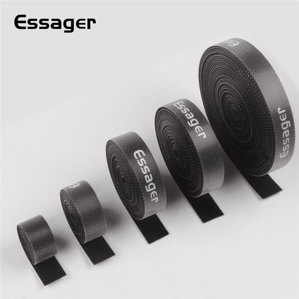 Essager-organizador de cables rasgable, enrollador USB incluido, ataduras de línea de datos, soporte para auriculares, gestión de cables HDMI, cinta de aro para teléfono