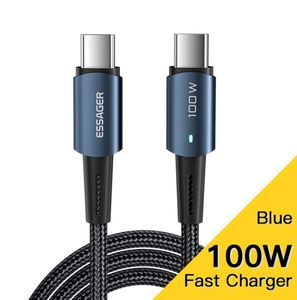 Essager USB C To Type C Cables PD100W 60W Fast Charge Mobile Cell Phone Charging Cord Wire For Xiaomi Samsung Huawei transparent cable