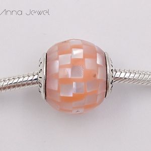 Serie Essence COMPASIÓN Pink Mother-of-Pearl Mosaic Clear CZ Pandora Charms para pulseras DIY Jewlery Making Beads sueltos 925 joyería de plata al por mayor 796078MMP