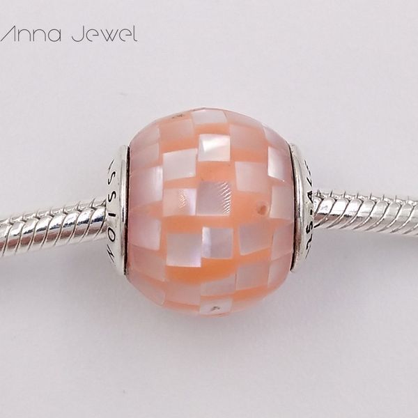 Serie Essence COMPASIÓN Pink Mother-of-Pearl Mosaic Clear CZ Pandora Charms para pulseras DIY Jewlery Making Beads sueltos 925 joyería de plata al por mayor 796078MMP