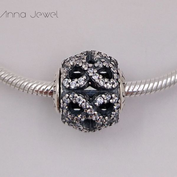 Série Essence DEDICACE Clear CZ Pandora Charms pour Bracelets DIY Jewlery Making Loose Beads Silver Jewelry wholesale ﾠﾠ796047CZ