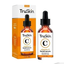 Essentiële olie 30 ml Truskin Vitamine C Gezichtsserum Hydrateert de huid zichtbaar Verbetert de glans Gezichtsverzorging Donkere vlekcosmetica Drop Delivery Dhcrv