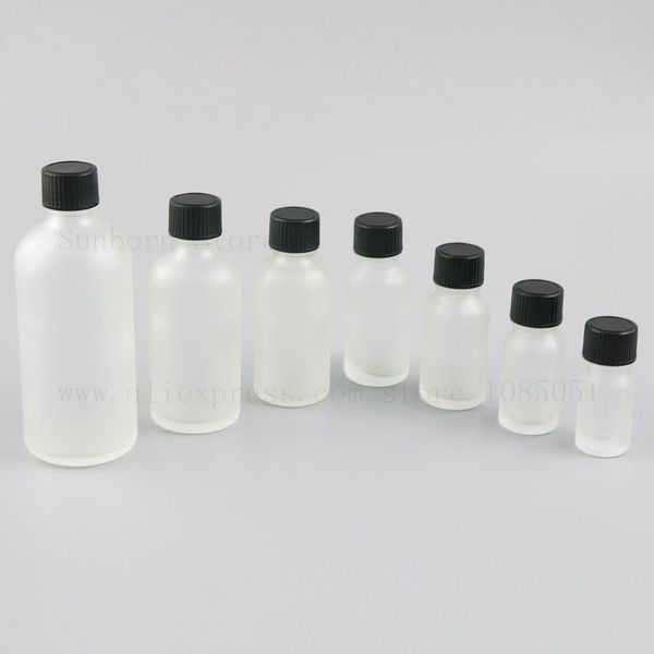 Flacons en verre transparent ambre d'huile essentielle 5/10/15/20/30/50/100 ml échantillon bouteilles rechargeables conteneur de voyage portable 500 pièces