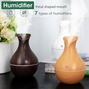 Difusor de aceite esencial, humidificador de aire de madera de 130ml, humidificador de Aroma de florero de grano de madera, humidificador de niebla fría con temporizador, niebla ajustable