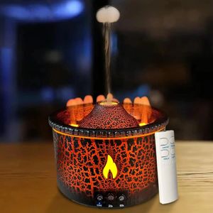 Diffuseur d'huile essentielle humidificateur diffuseur d'arôme humidificateur de volcan d'aromathérapie avec mode de brume de volcan de flamme 2 couleurs minuterie 231226