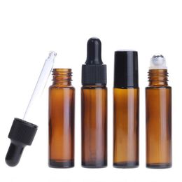 Essential Oil Dropper Bottles 034oz/10ml Amber Glass Bottles with Eye Dropper,Empty Cosmetic Stainless Steel Roller Bottles for Perfum Culi