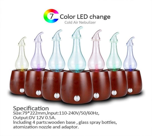 Huile essentielle Nébulizer à air froid Mini machine d'aromathérapie ultrasonique avec 7 huiles essentielles LED à changement de couleur DiffUser2283283