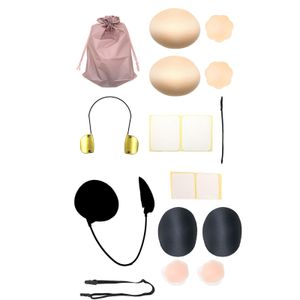 Essential Oil Summer Thin Gather Nipple Patch Accesorios de ropa interior Deep Plunge Bra Kit Push up Frontless Backless Strapless para vestido 230807