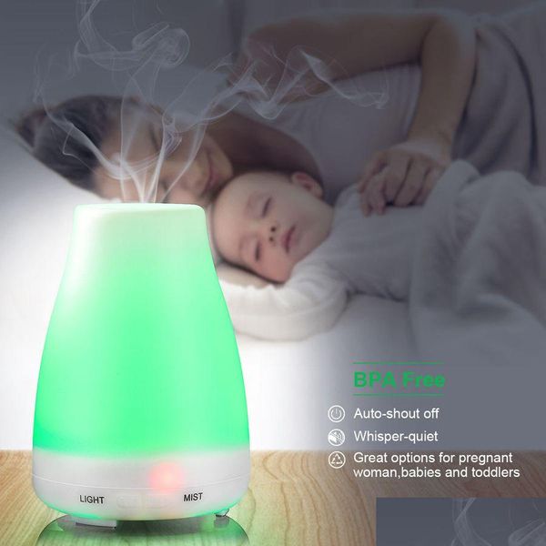 Diffuseurs d'huiles essentielles 100 ml Diffuseur d'huiles aromatiques Trasonic 7 couleurs modifiables Led Smart Poweroff Air Mist Humidifier Vt1144 Drop Del Dhewb