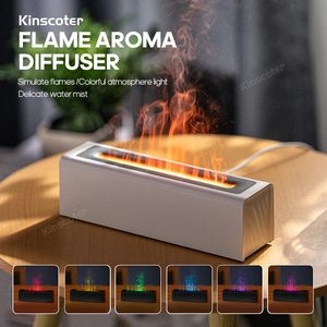 Diffuseurs d'huiles essentielles 2024 Design Diffuseur d'arôme de flamme Diffuseur d'huile essentielle Pulvérisateur USB Humidificateur d'air Désodorisant pour la maison Chambre Cadeau de Noël 231213