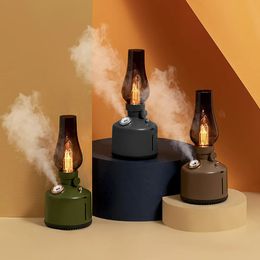 Diffuseurs d'huiles essentielles 260 ml humidificateur d'air à ultrasons Vintage Pub rétro lampe à kérosène brumisateur USB diffuseur d'huile essentielle Tyep C purificateur d'arôme 231202