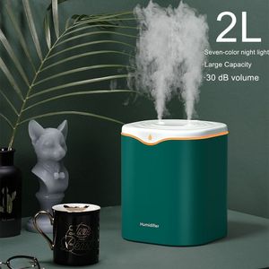 Diffuseurs d'huiles essentielles 2L humidificateur d'air diffuseur d'arôme d'huile essentielle double buse avec lumière LED colorée humidificateurs à ultrasons diffuseur d'aromathérapie 230525