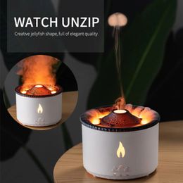 Diffuseurs d'huiles essentielles 360 ml Diffuseur d'arôme de flamme volcanique Humidificateur d'air portable USB avec anneau de fumée Lampe de nuit Parfum 231212