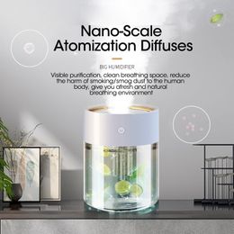 Difusores de aceites esenciales Humidificador de aire para el hogar USB Ultrasónico Essenti OIL Diffus Aroma 2L Gran capacidad 3 Boquilla Purificador de aire de niebla pesada con lámpara LED 230821