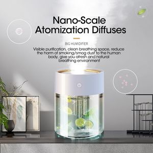 Essentiële oliën Verspreidt luchtbevochtiger voor Home USB Ultrasone Essenti Oil Diffus Aroma 2L Grote capaciteit 3 ​​Nozzle zware Fog luchtzuiveraar met LED -lamp 230821