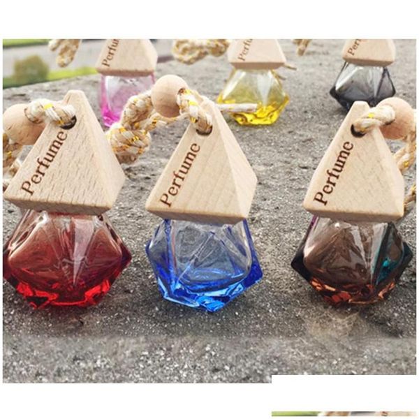 Huiles essentielles Diffusers Car par bouteille Pendante Huile Diffuseur 9 couleurs Vêtements de sac Ornements Fraiseurs d'air Pendants Bott de verre vide Dhivv