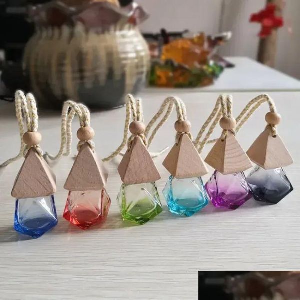 Diffuseurs d'huiles essentielles diamant voiture par bouteille pendentif vide désodorisant diffuseur de parfum verre pendentifs portables Jn13 Drop Del Dhdwa