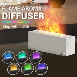 Diffuseurs d'huiles essentielles Diffuseur d'arôme de flamme électrique humidificateur d'air fabricant de brume fraîche ultrasonique aromathérapie lampe à huile essentielle diffuseur de feu réaliste 231213