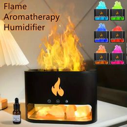 Diffuseurs d'huiles essentielles humidificateur de cheminée cristal sel roche lampe à feu volcan air flamme arôme dispositif d'odeur diffuseur d'huile pour la maison 231205