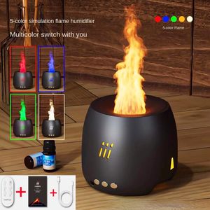 Essential Oils Diffusers Flame Aroma Diffuser Air Humidifier Ultrasonic Cool Mist Maker Fogger Led Oil Lamp Difusor 230701