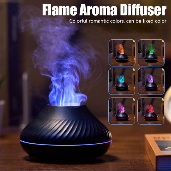 Aceites esenciales Difusores Llama Aroma Humidificador ultrasónico Aceite pequeño con lámpara LED Air Cool Mist Maker para la oficina en casa 230201